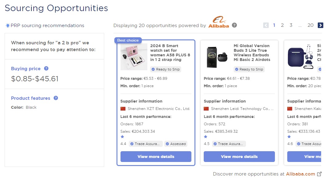 Sourcing opportunities examples using the &lsquo;Single Product Analysis&rsquo; feature of Product Research Pulse.